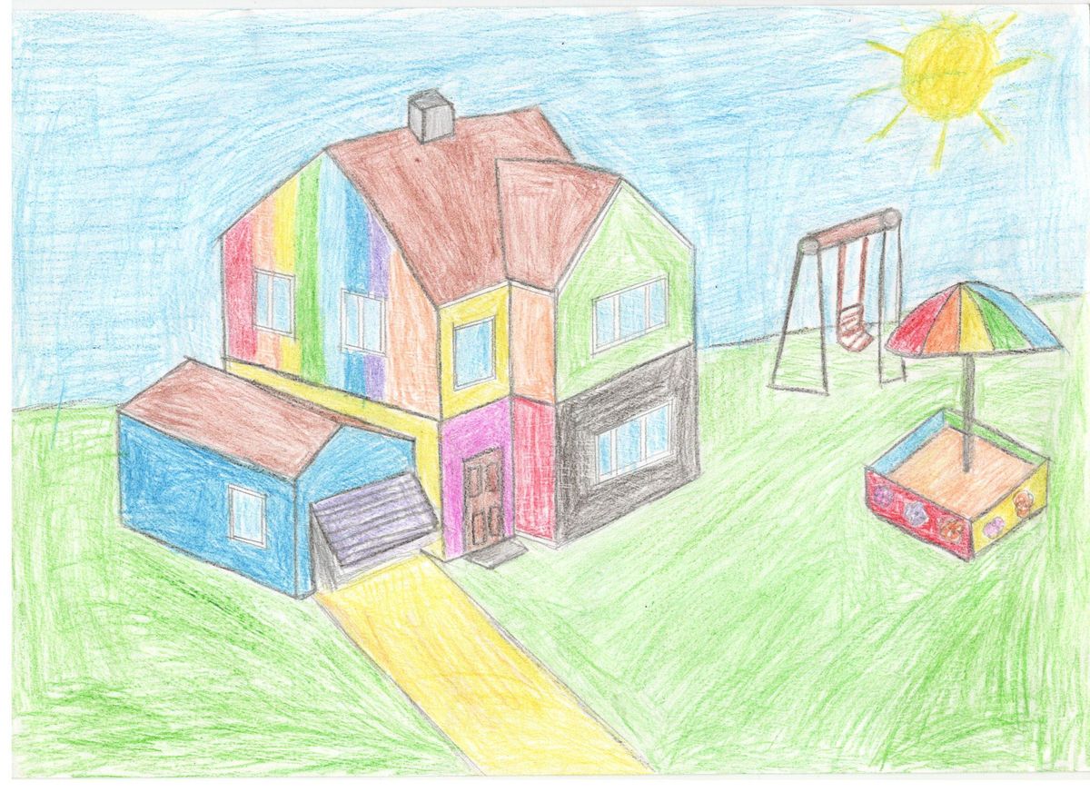 Мой дом мой образ жизни изо 7. Рисование на тему дом. Дом будущего рисунок. Школа будущего рисунок. Рисунки домов и коттеджей.